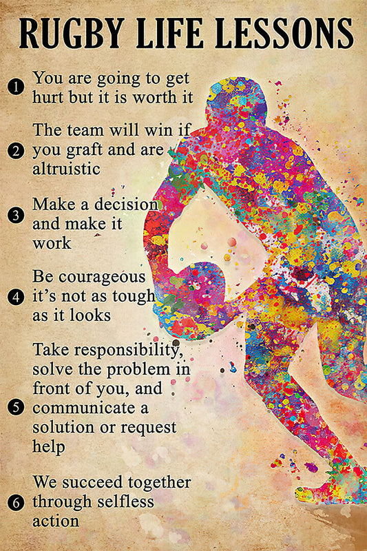 Rugby Life Lessons Sport Excitement Poster Wall Art Print Home Wall Decor - xonomax