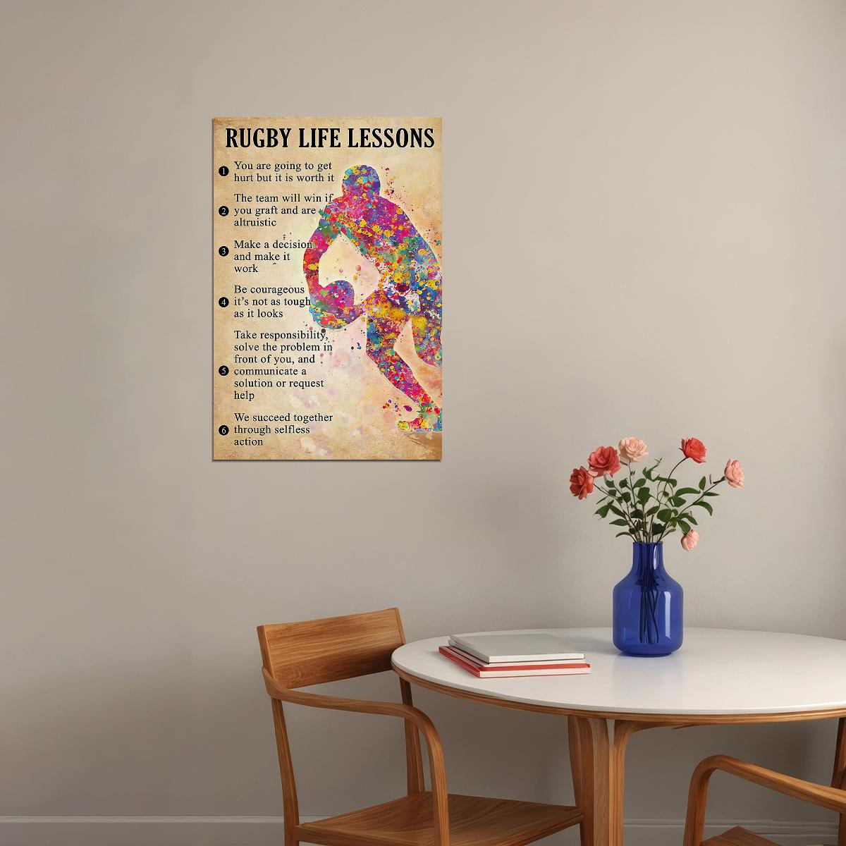 Rugby Life Lessons Sport Excitement Poster Wall Art Print Home Wall Decor - xonomax