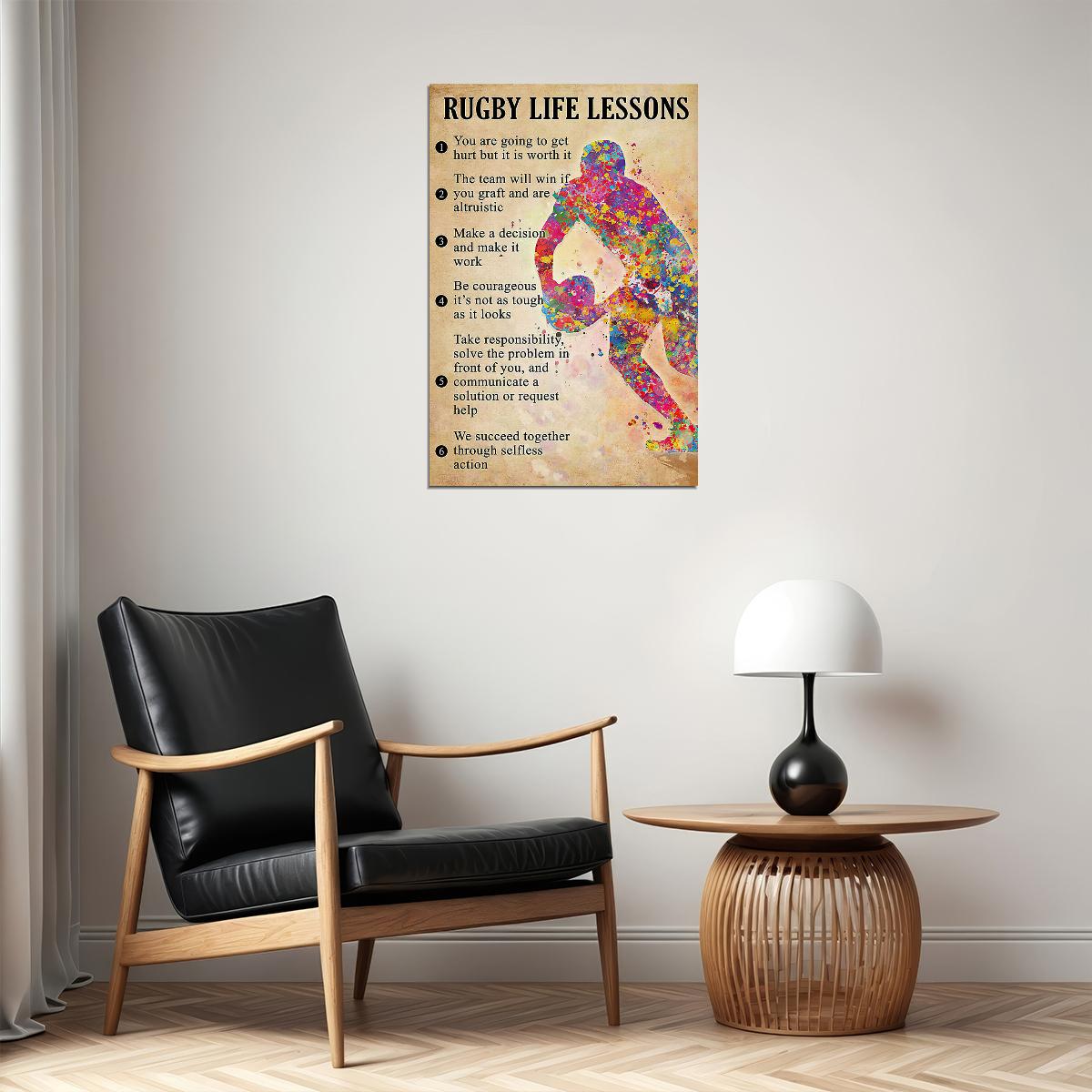 Rugby Life Lessons Sport Excitement Poster Wall Art Print Home Wall Decor - xonomax