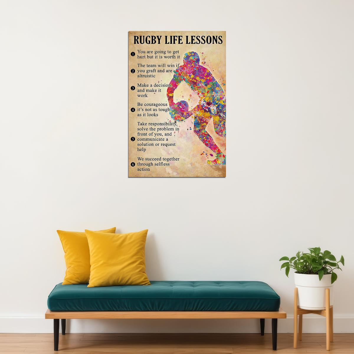 Rugby Life Lessons Sport Excitement Poster Wall Art Print Home Wall Decor - xonomax