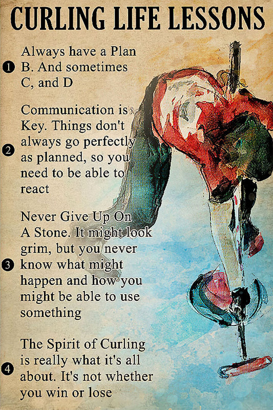 Curling Life Lessons Scrolling Sport Poster Wall Art Print Home Wall Decor - xonomax