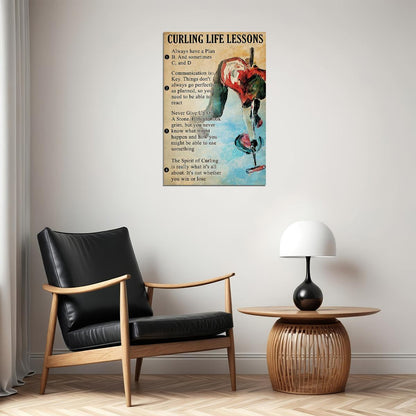 Curling Life Lessons Scrolling Sport Poster Wall Art Print Home Wall Decor - xonomax