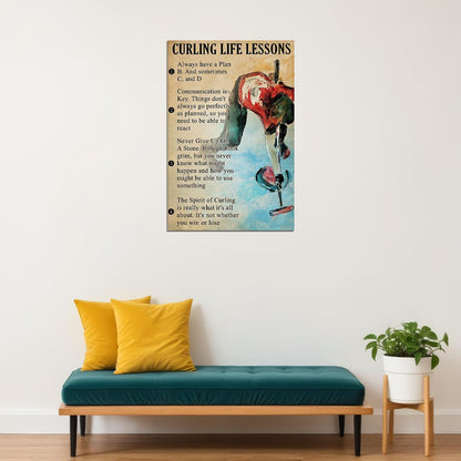 Curling Life Lessons Scrolling Sport Poster Wall Art Print Home Wall Decor - xonomax