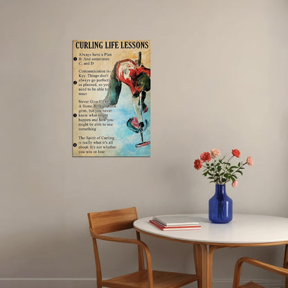 Curling Life Lessons Scrolling Sport Poster Wall Art Print Home Wall Decor - xonomax