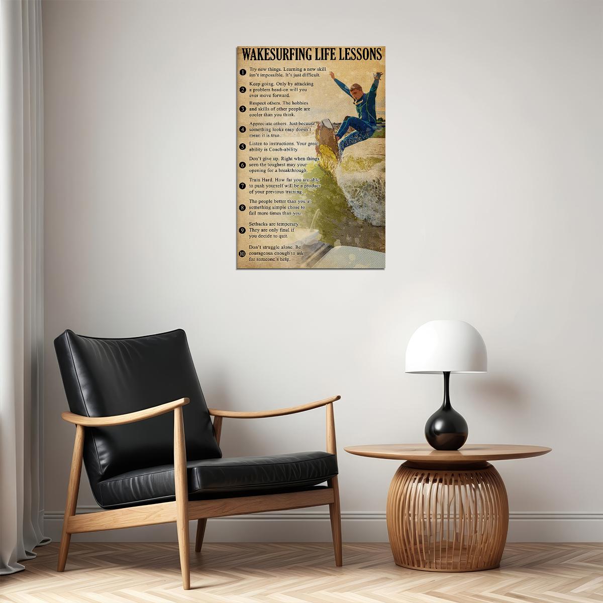 Wakesurfing Life Lessons Sport Water Poster Wall Art Print Home Wall Decor - xonomax