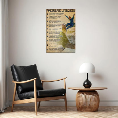 Wakesurfing Life Lessons Sport Water Poster Wall Art Print Home Wall Decor - xonomax