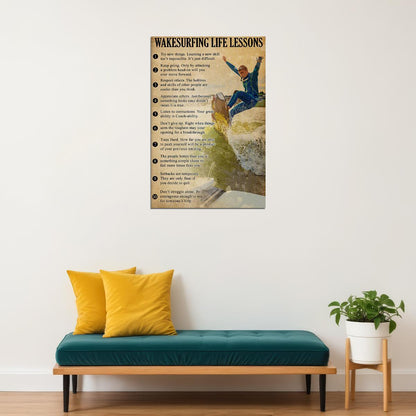 Wakesurfing Life Lessons Sport Water Poster Wall Art Print Home Wall Decor - xonomax
