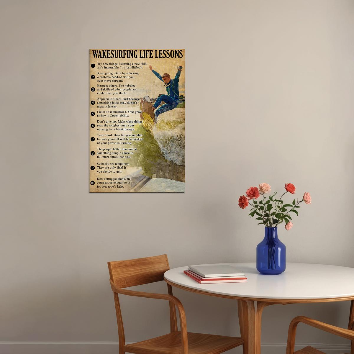 Wakesurfing Life Lessons Sport Water Poster Wall Art Print Home Wall Decor - xonomax