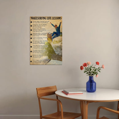 Wakesurfing Life Lessons Sport Water Poster Wall Art Print Home Wall Decor - xonomax