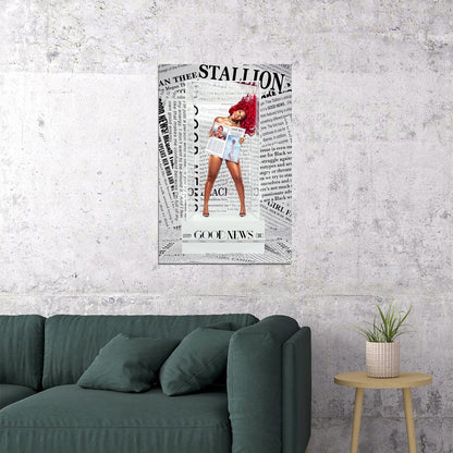 Megan Thee Stallion Album Good News Poster Wall Art Print Home Wall Decor - xonomax