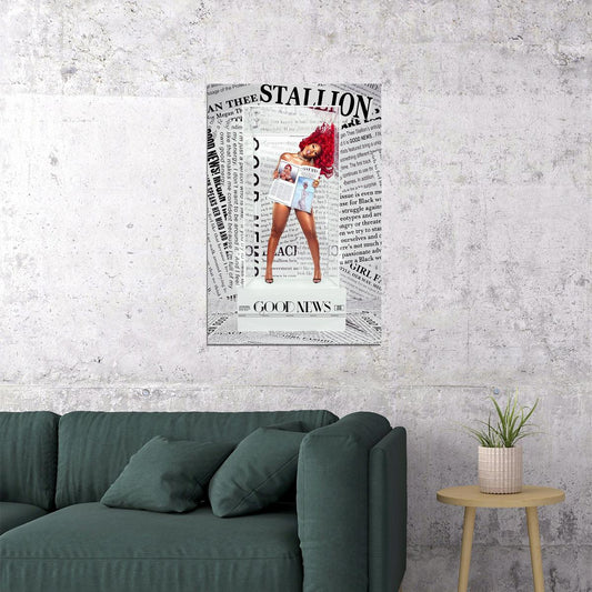 Megan Thee Stallion Album Good News Poster Wall Art Print Home Wall Decor - xonomax