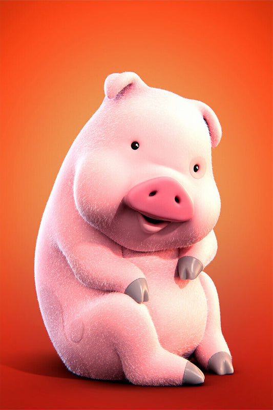 Waddles Oink- Hope Cartoon Animal Poster Wall Art Print Home Wall Decor