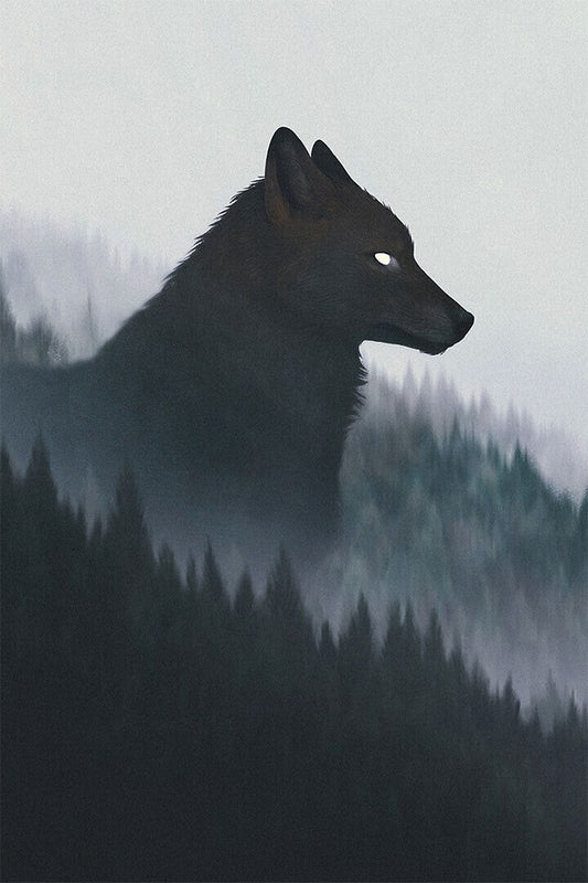 Forest Wolf Cutout Dark Nature Poster Wall Art Print Home Wall Decor - xonomax