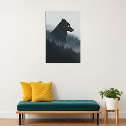 Forest Wolf Cutout Dark Nature Poster Wall Art Print Home Wall Decor - xonomax