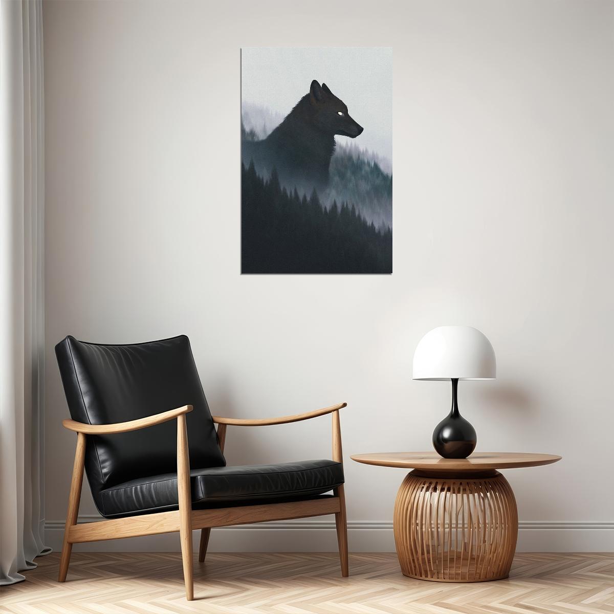 Forest Wolf Cutout Dark Nature Poster Wall Art Print Home Wall Decor - xonomax