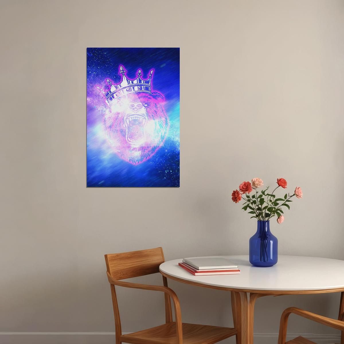 Galaxy Bear Cutout Colorful Background Poster Wall Art Print Home Wall Decor - xonomax