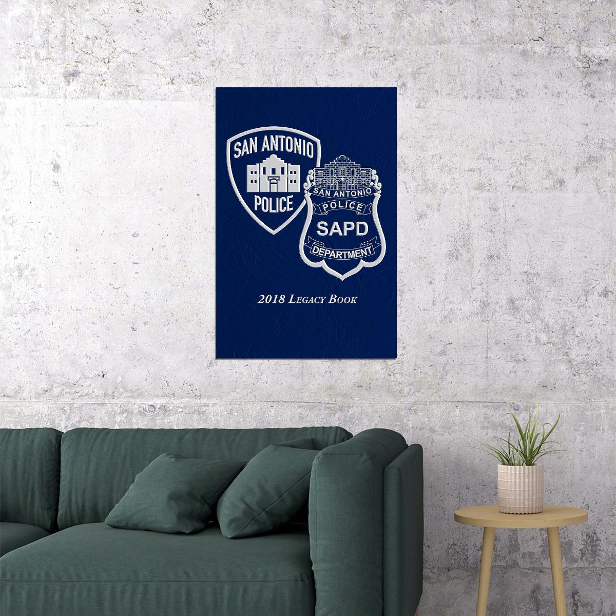 San Antonio Police Department Symbol Police Public Order Poster Wall Art Print Home Wall Decor - xonomax