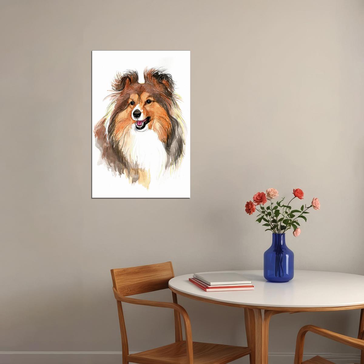 Sheltie Sunflower Picture Dog Breed Small Animal Poster Wall Art Print Home Wall Decor - xonomax