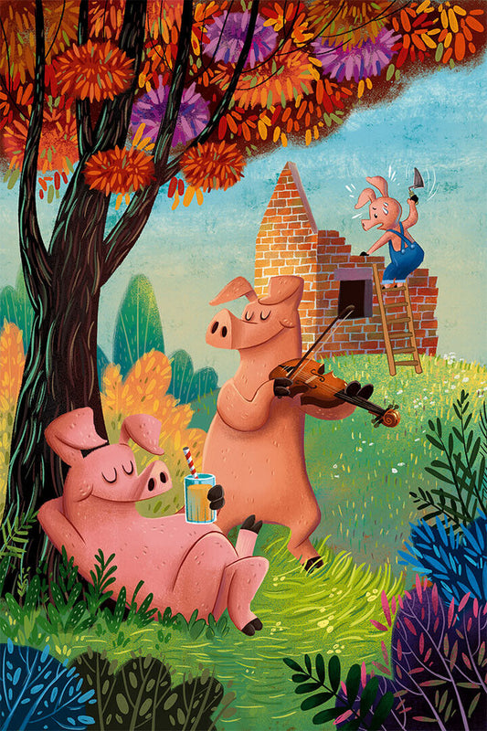 Pig Sunflower Animals Nature Picture Poster Wall Art Print Home Wall Decor
