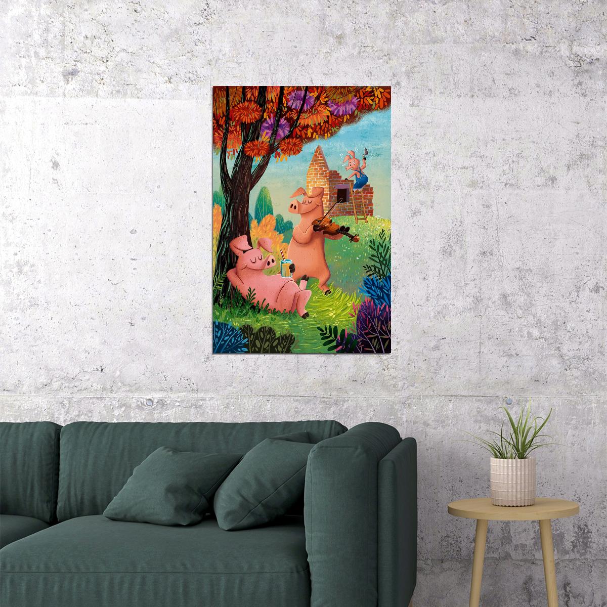 Pig Sunflower Animals Nature Picture Poster Wall Art Print Home Wall Decor - xonomax