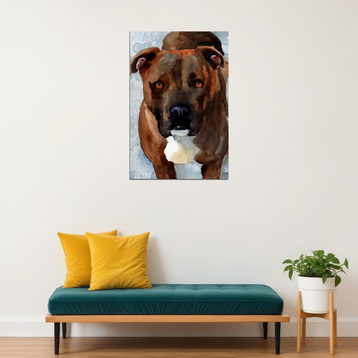 Pitbull Best Gift Animal Watercolor Poster Wall Art Print Home Wall Decor - xonomax