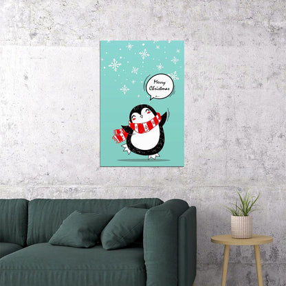Penguin Stole Christmas Animal Picture Poster Wall Art Print Home Wall Decor - xonomax