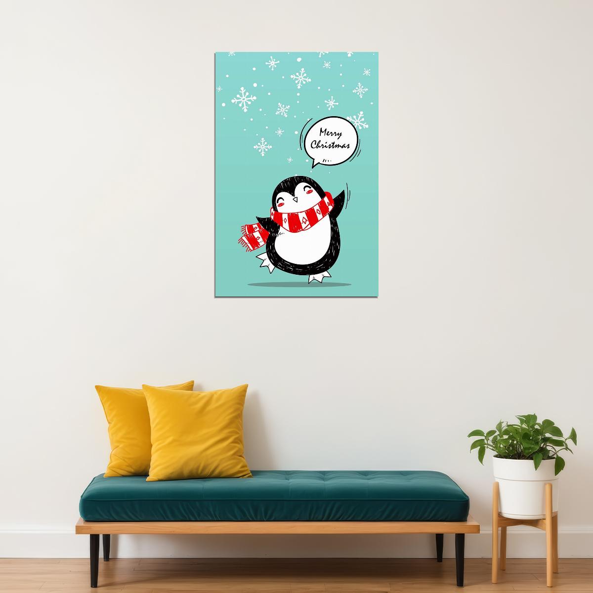 Penguin Stole Christmas Animal Picture Poster Wall Art Print Home Wall Decor - xonomax