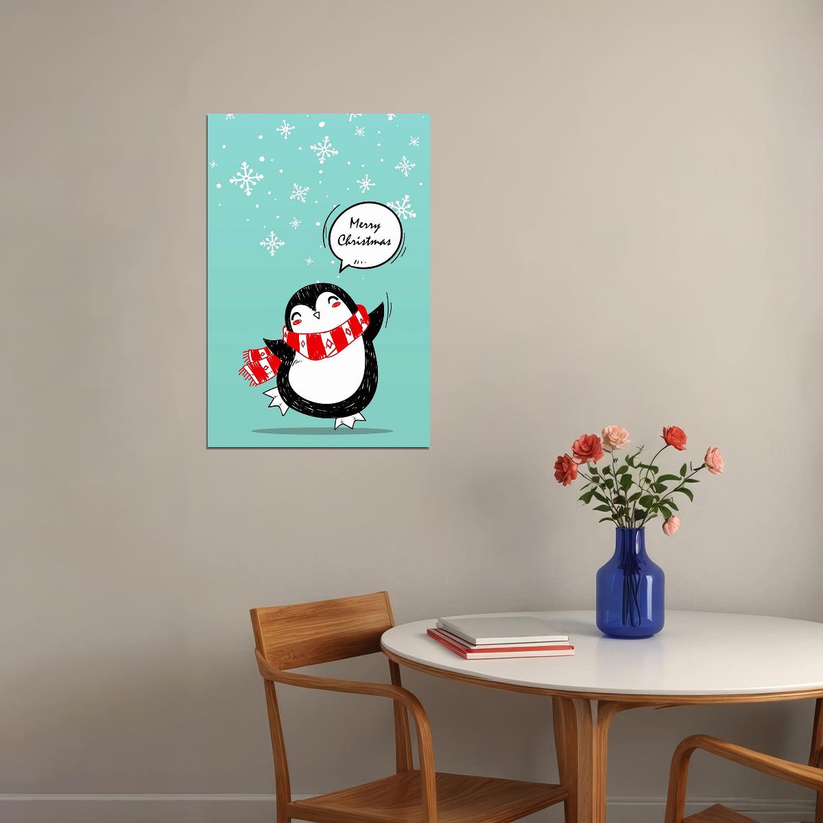 Penguin Stole Christmas Animal Picture Poster Wall Art Print Home Wall Decor - xonomax