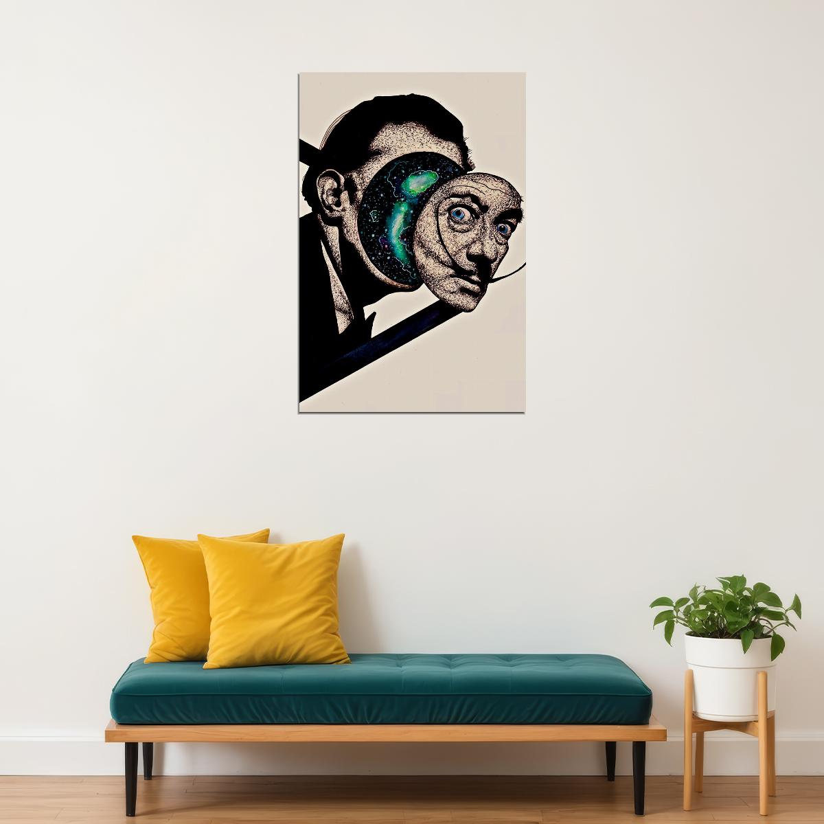 Abstract Salvador Dali Portrait Poster Wall Art Print Home Wall Decor - xonomax