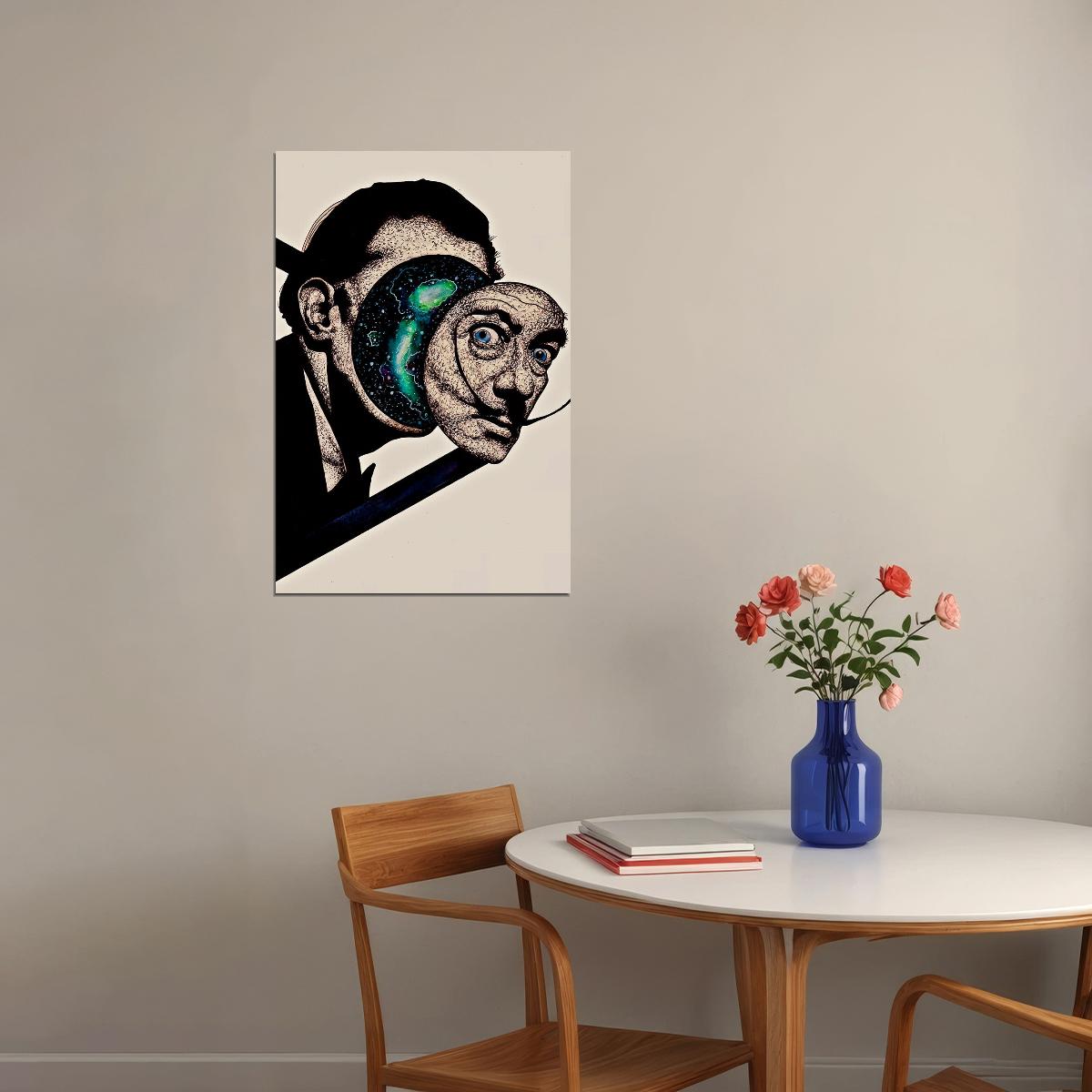 Abstract Salvador Dali Portrait Poster Wall Art Print Home Wall Decor - xonomax
