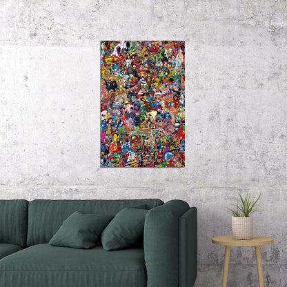 Graffiti Superheroes Cartoon Colourful Poster Wall Art Print Home Wall Decor - xonomax