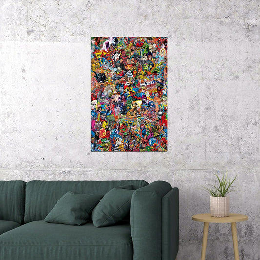 Graffiti Superheroes Cartoon Colourful Poster Wall Art Print Home Wall Decor - xonomax