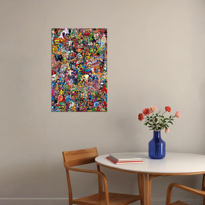 Graffiti Superheroes Cartoon Colourful Poster Wall Art Print Home Wall Decor - xonomax