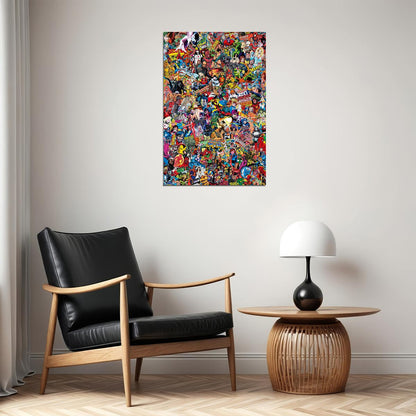 Graffiti Superheroes Cartoon Colourful Poster Wall Art Print Home Wall Decor - xonomax
