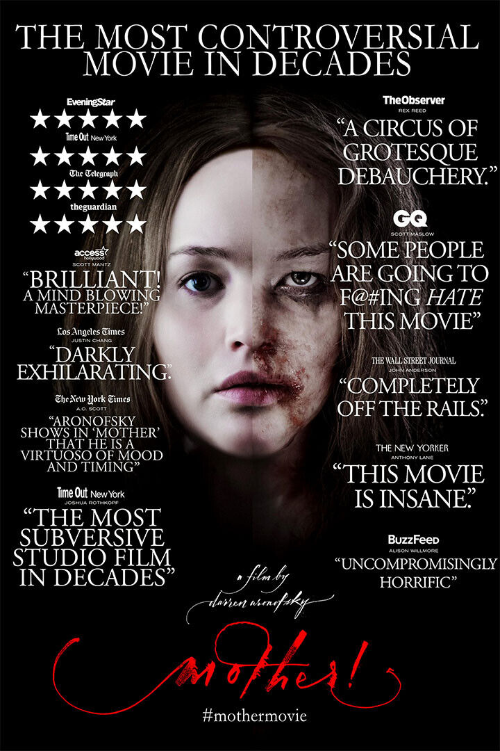 Mother! Movie Jennifer Lawrence Javier Bardem Action Poster Wall Art Print Home Wall Decor - xonomax