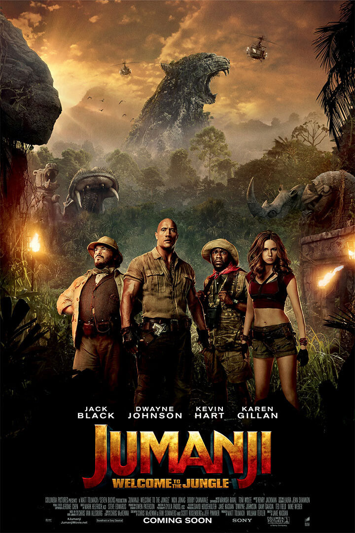 Jumanji 2018 Movie Kevin Hart Dwayne Johnson Action Poster Wall Art Print Home Wall Decor - xonomax