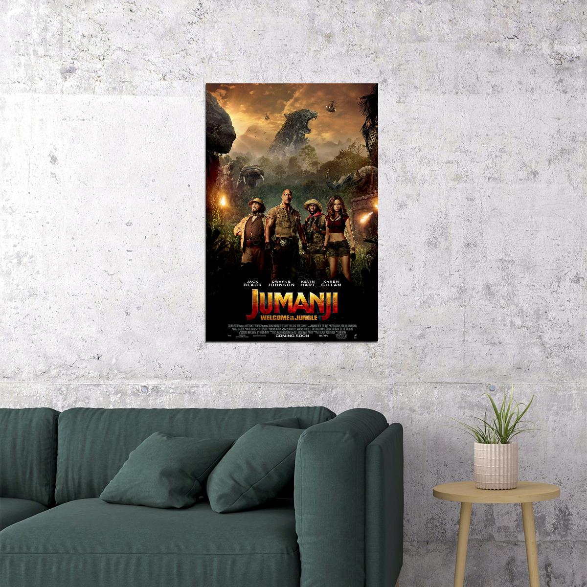 Jumanji 2018 Movie Kevin Hart Dwayne Johnson Action Poster Wall Art Print Home Wall Decor - xonomax