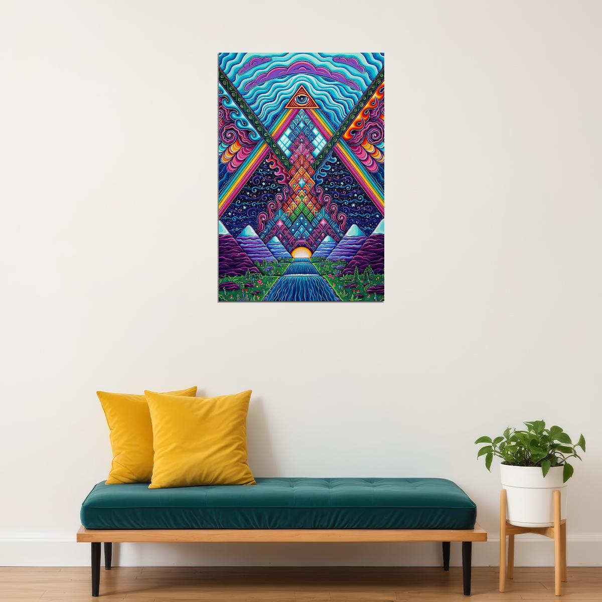 Psychedelic Trippy Visual Mind God Poster Wall Art Print Home Wall Decor - xonomax