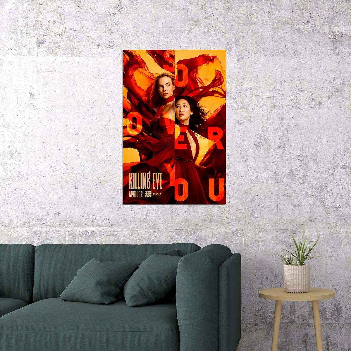 Killing Eve Movie Sandra Oh Jodie Comer Tv Series 2018 Poster Wall Art Print Home Wall Decor - xonomax