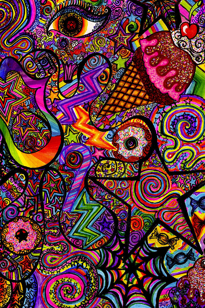 Psychedelic Trippy Abstract Modern Poster Wall Art Print Home Wall Decor - xonomax