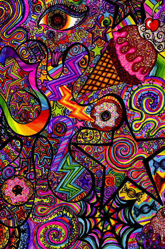 Psychedelic Trippy Abstract Modern Poster Wall Art Print Home Wall Decor - xonomax