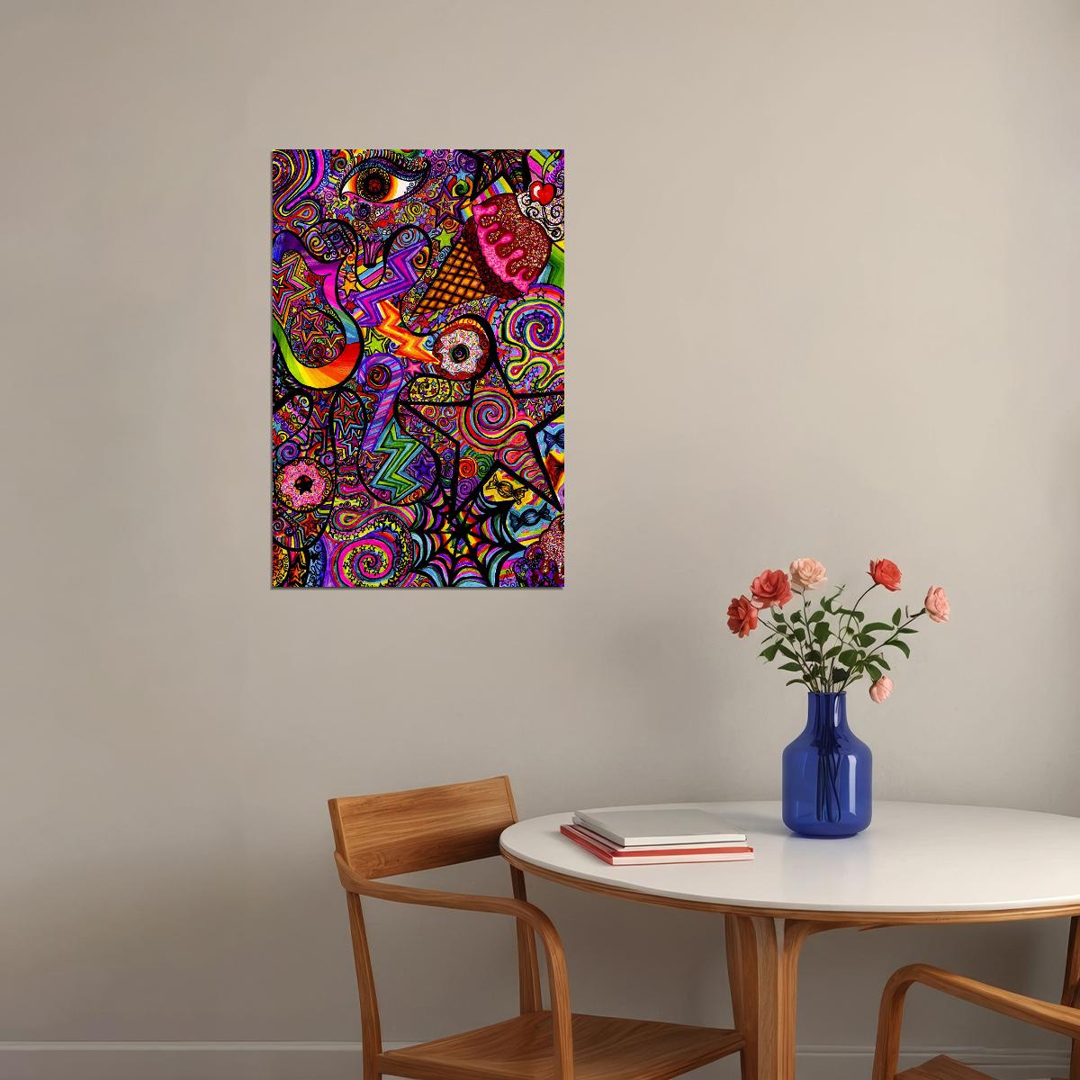 Psychedelic Trippy Abstract Modern Poster Wall Art Print Home Wall Decor - xonomax
