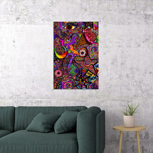 Psychedelic Trippy Abstract Modern Poster Wall Art Print Home Wall Decor - xonomax