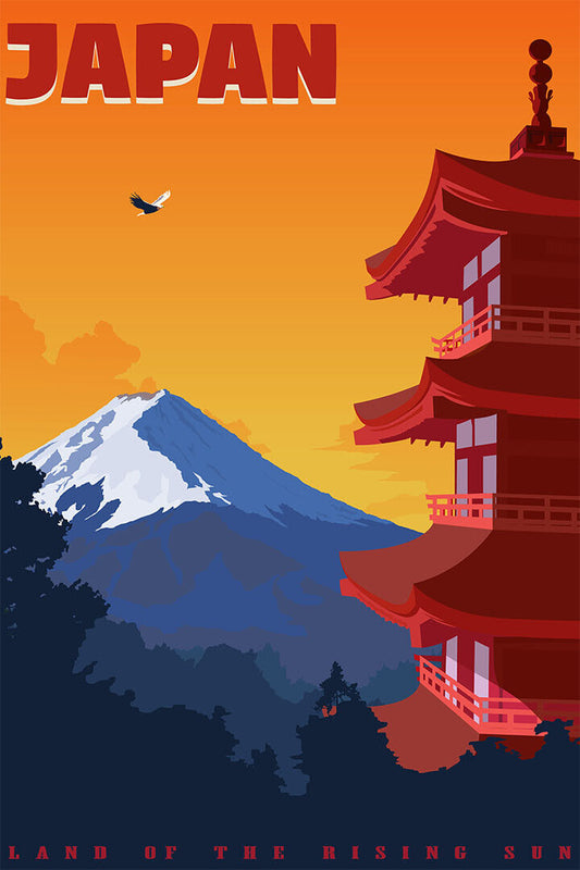 Japan Tokyo Land Of The Rising Sun Vintage Travel Poster Wall Art Print Home Wall Decor - xonomax