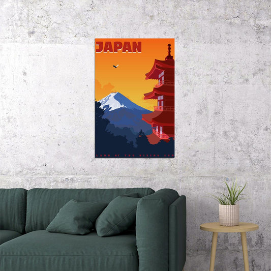 Japan Tokyo Land Of The Rising Sun Vintage Travel Poster Wall Art Print Home Wall Decor - xonomax