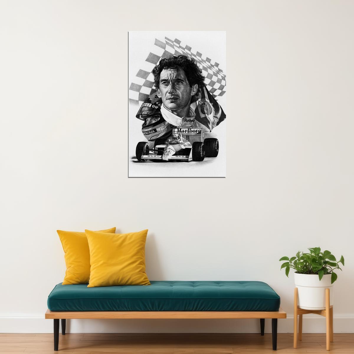 Ayrton Senna F1 Formula Racing Car Sport Poster Wall Art Print Home Wall Decor - xonomax