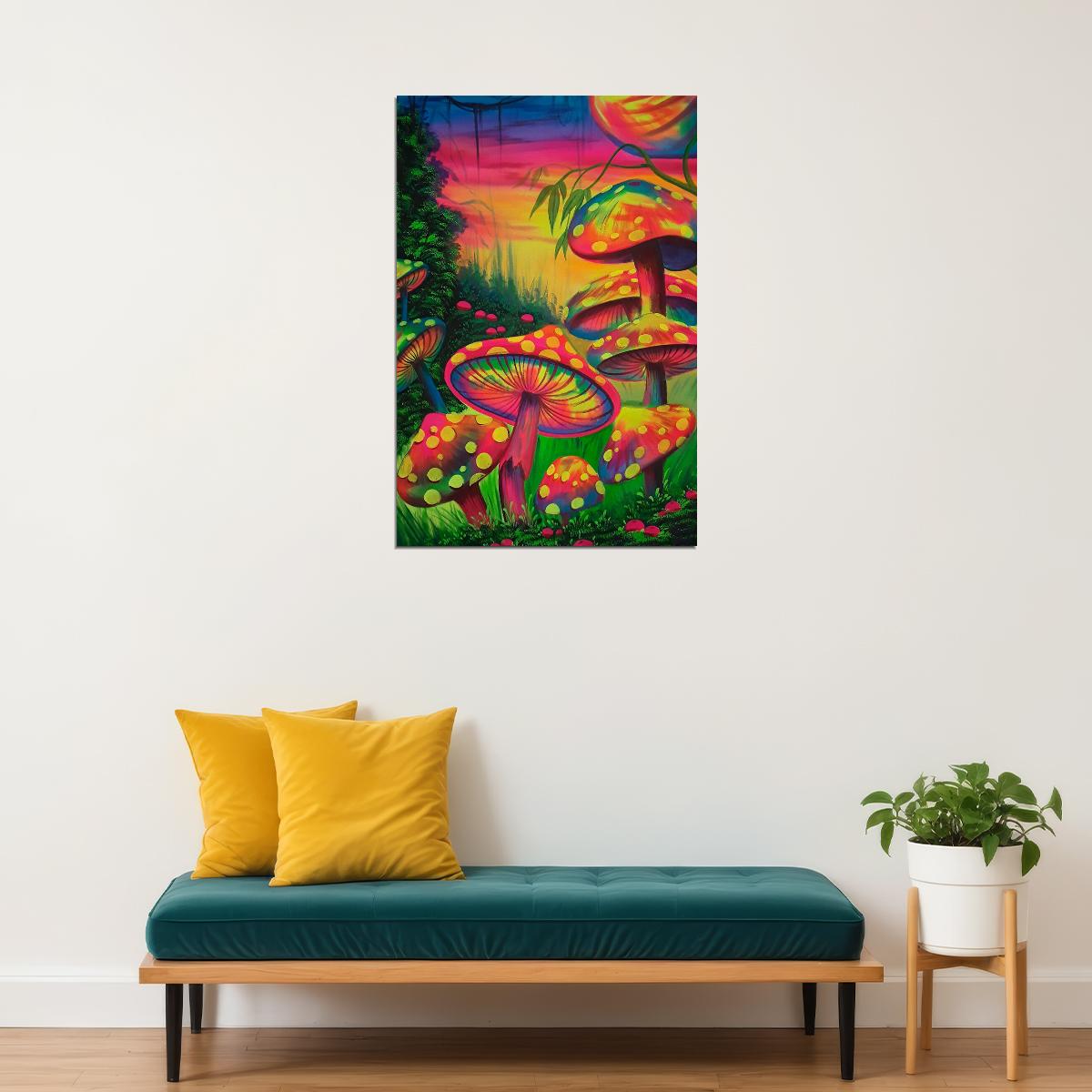 Magic Mushroom Colorful Plant Poster Wall Art Print Home Wall Decor - xonomax