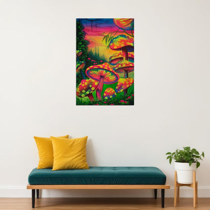 Magic Mushroom Colorful Plant Poster Wall Art Print Home Wall Decor - xonomax