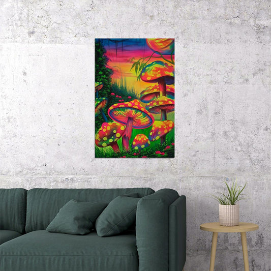 Magic Mushroom Colorful Plant Poster Wall Art Print Home Wall Decor - xonomax