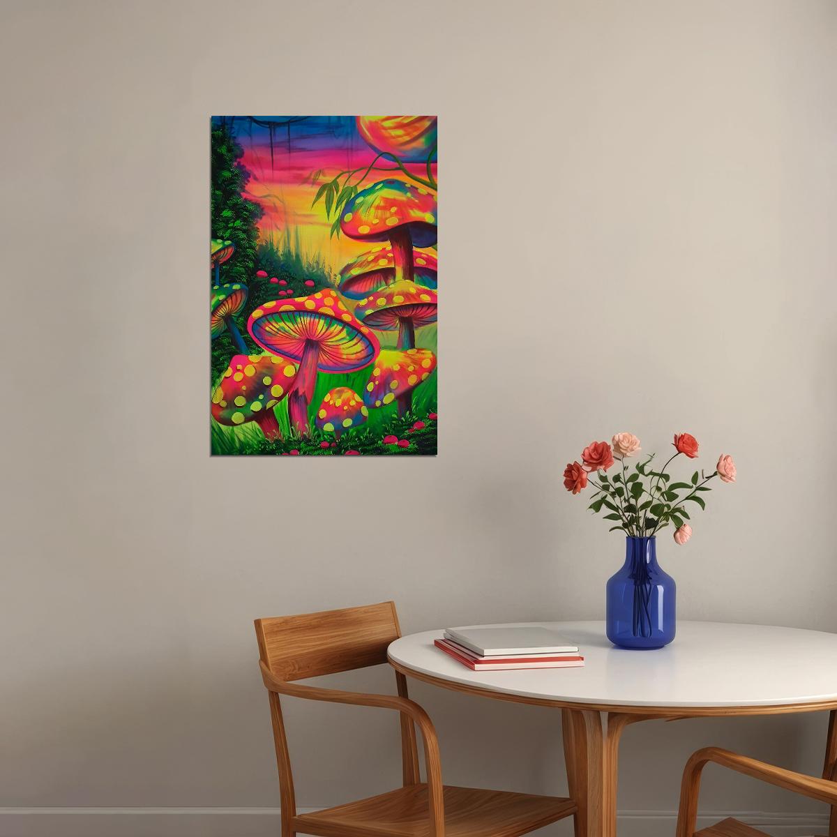 Magic Mushroom Colorful Plant Poster Wall Art Print Home Wall Decor - xonomax